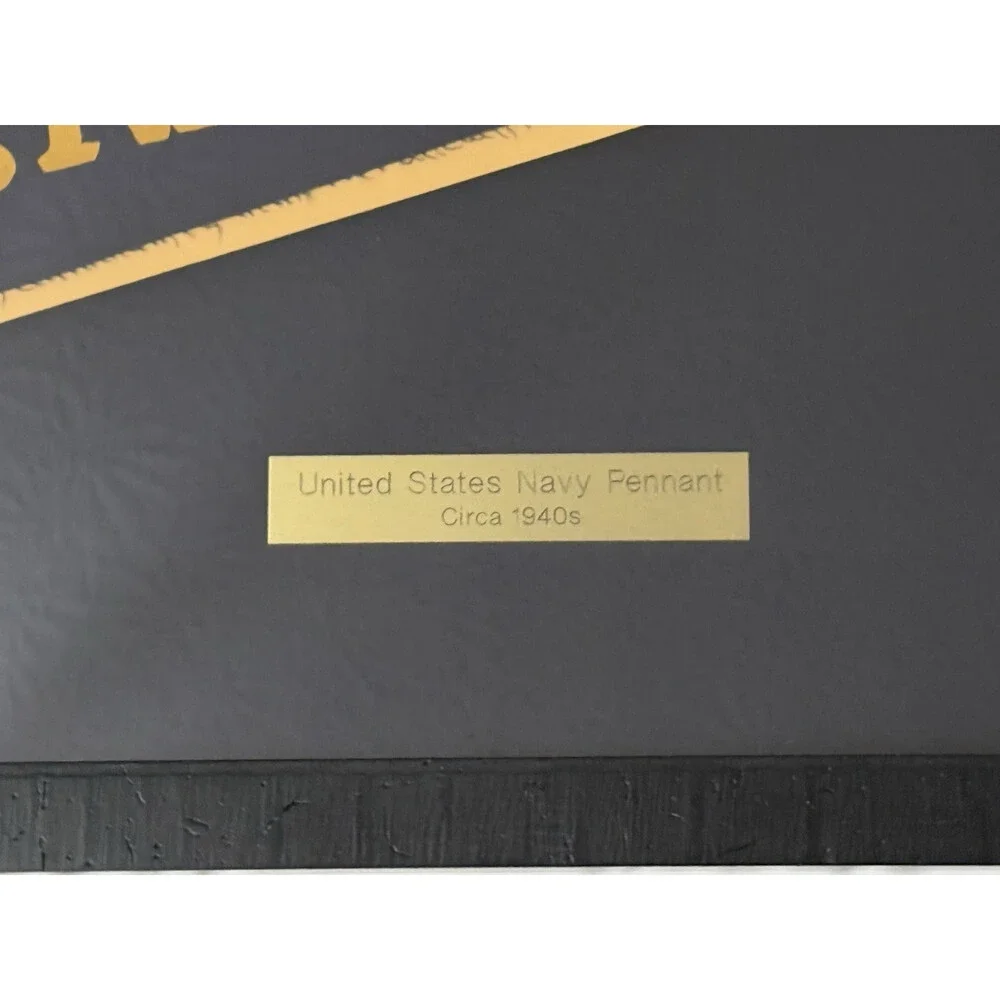 Vintage 1940s USN United States Navy Pennant Archived Frame